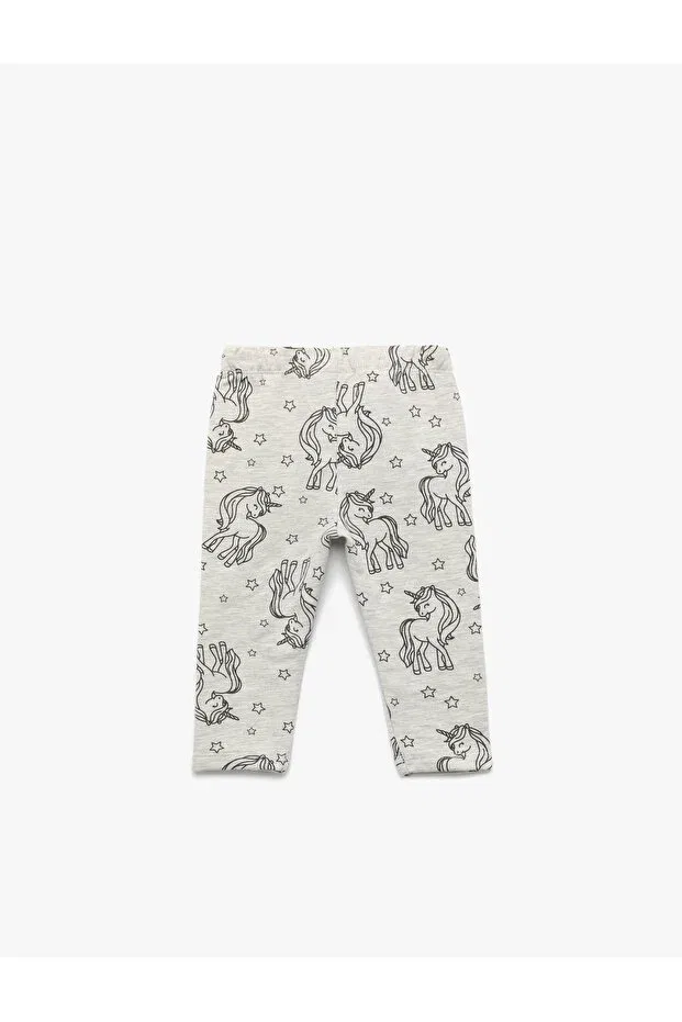 Детские леггинсы для девочек с принтом Unicorn printed Koton, Gray Patterned — фото 2