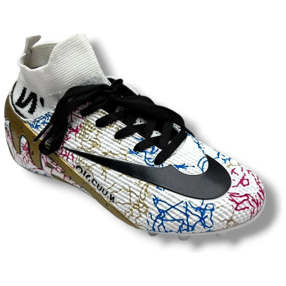 Детские футбольные бутсы для мальчиков с шипами White Black Walked