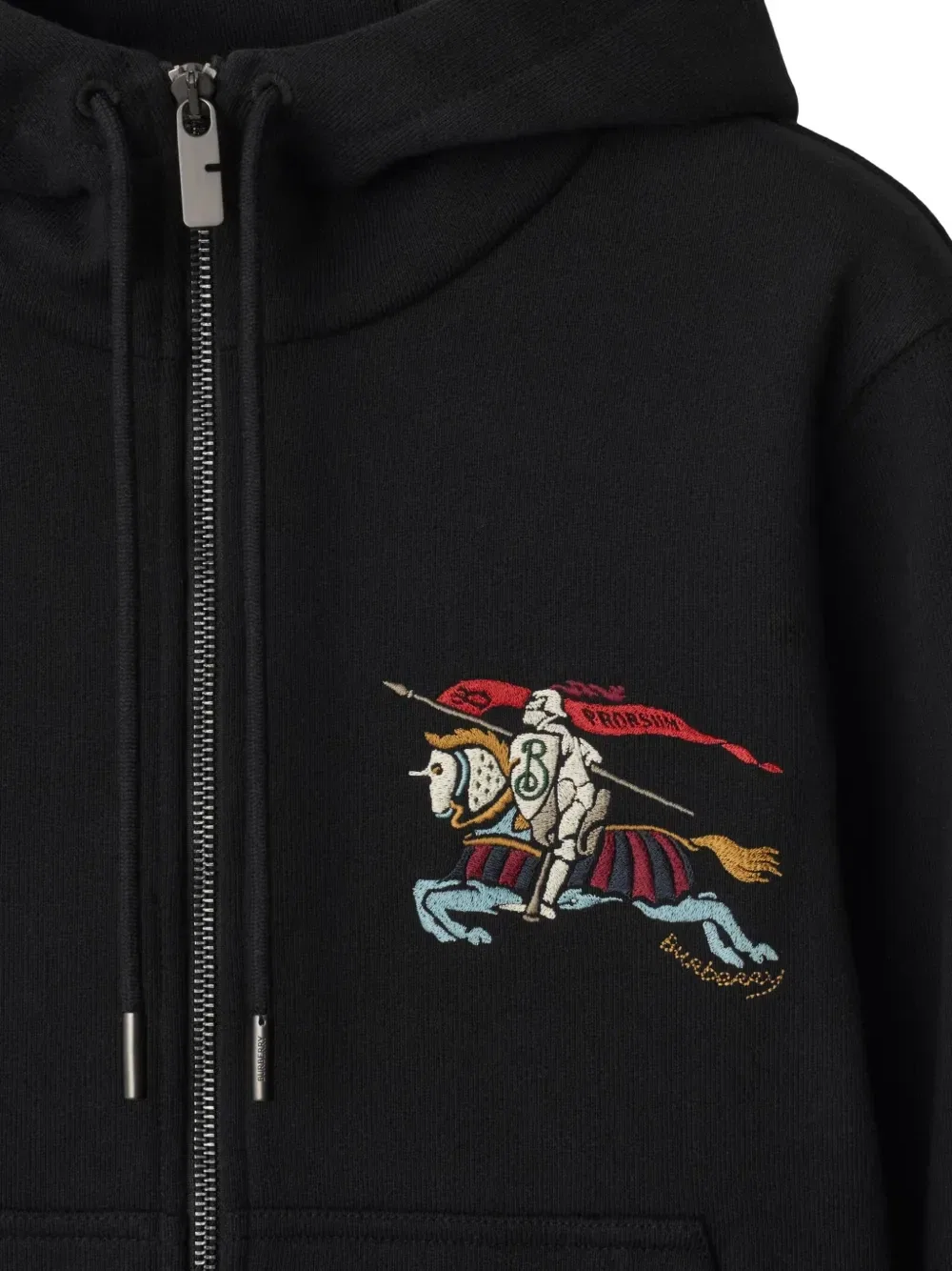 Худи Equestrian Knight на молнии BURBERRY, черный — фото 2