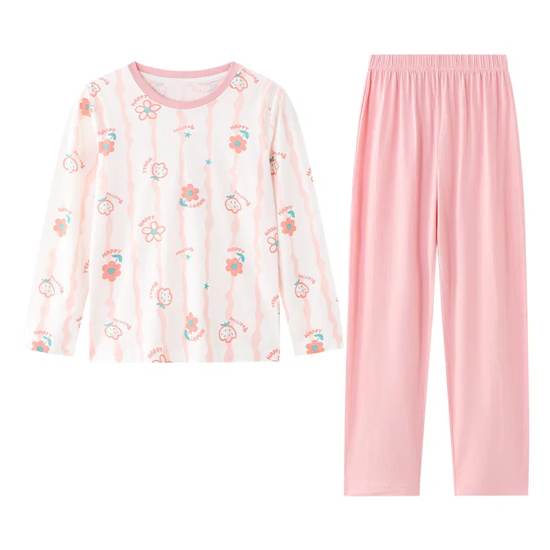 Детский комплект пижамы с длинным рукавом Red bean, Dark Pink