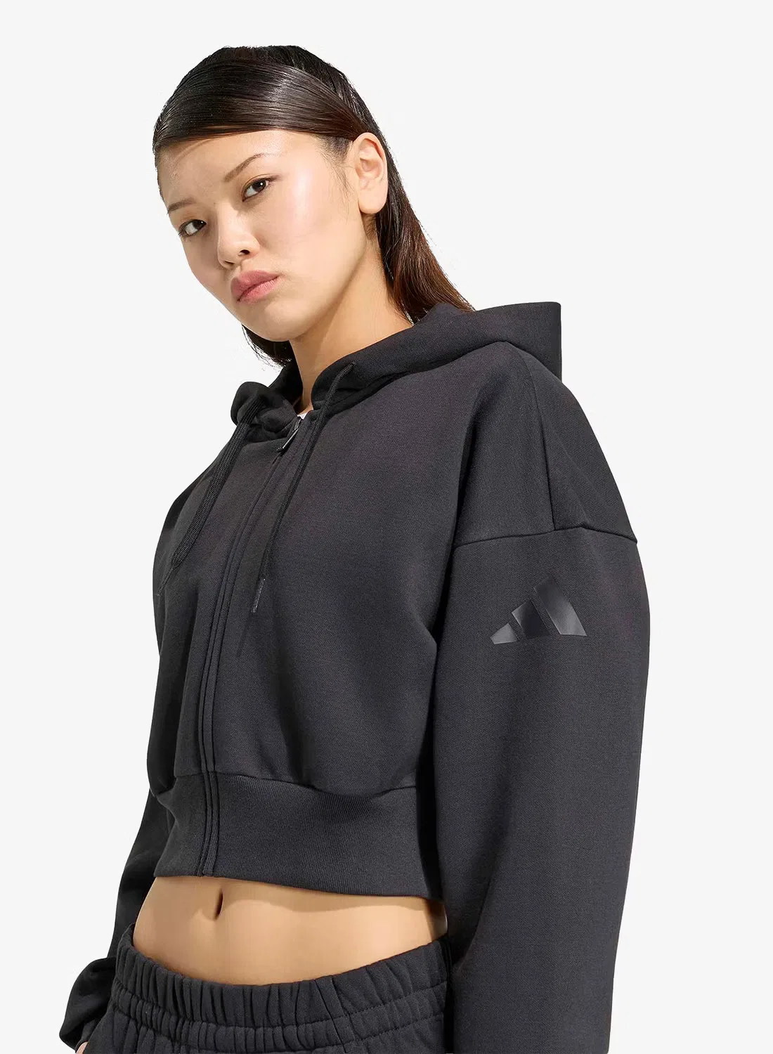 Худи с капюшоном и молнией Essentials Contemporary Adidas, черный — фото 3