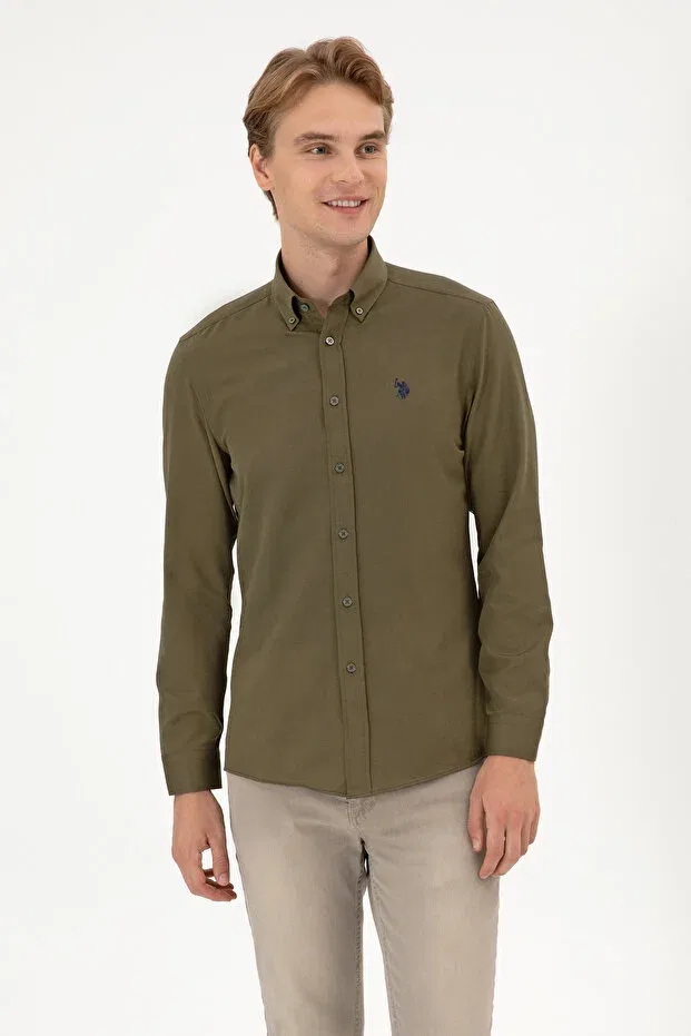 Мужская рубашка с длинным рукавом U.S. Polo Assn., Khaki — фото 3