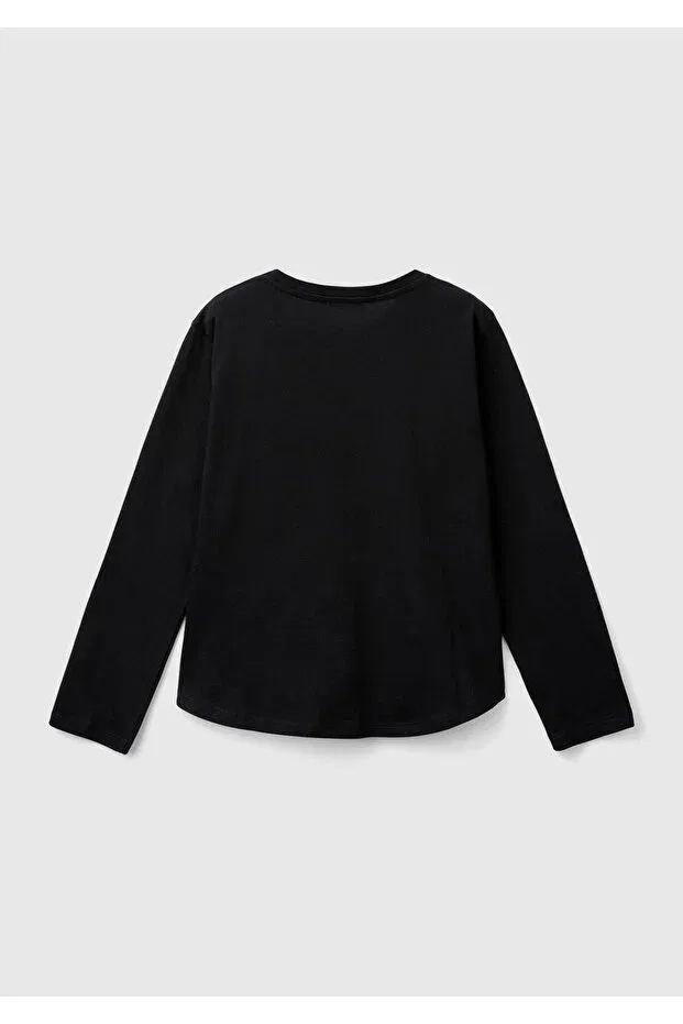 Детские свитшот для девочек с длинным рукавом Benetton, Black — фото 2