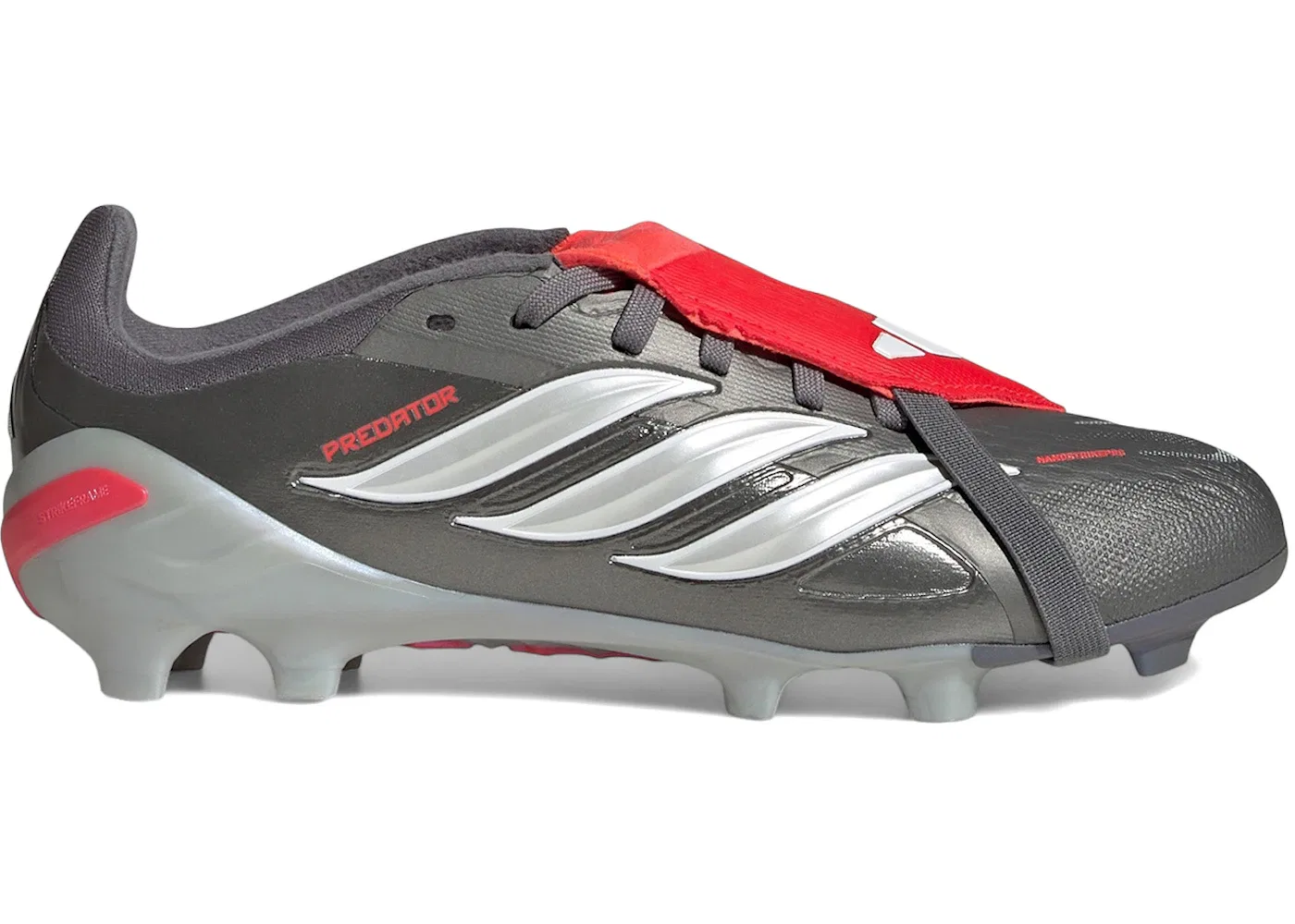 Детские бутсы с откидным языком Adidas Predator Elite Fold-Over Tongue FG, Iron Metallic/Zero Metalic/Lucid Red