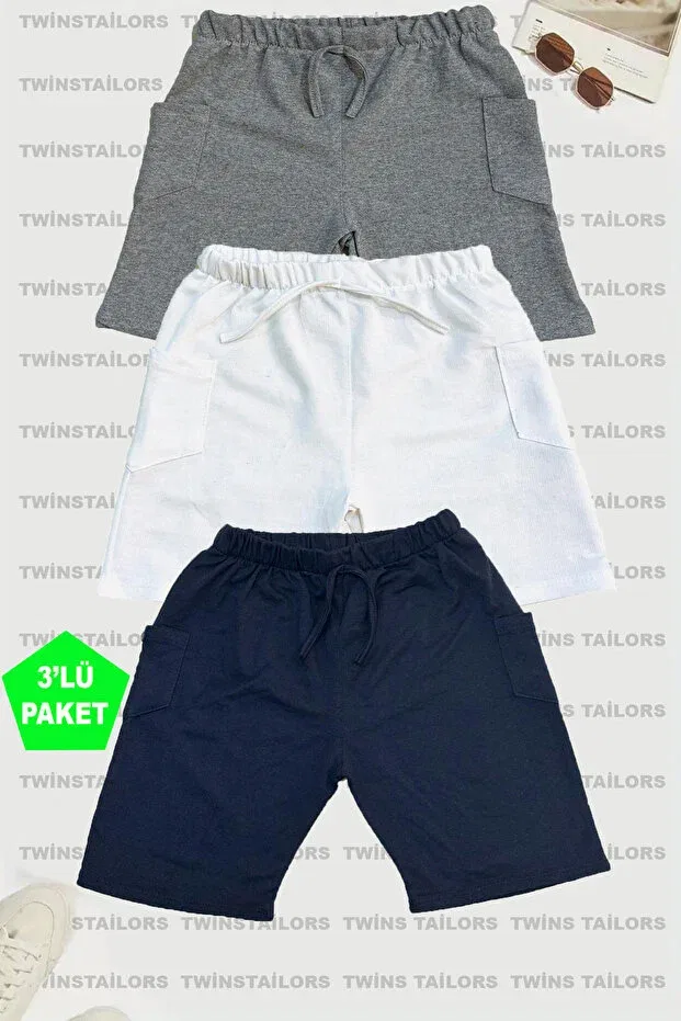 Детские шорты для мальчиков хлопковые комплект 3 шт Basics Twins Tailors, White