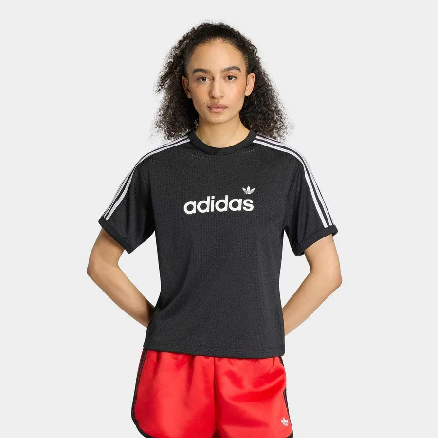 Женская футболка с принтом Lineaer File, adidas, Черный