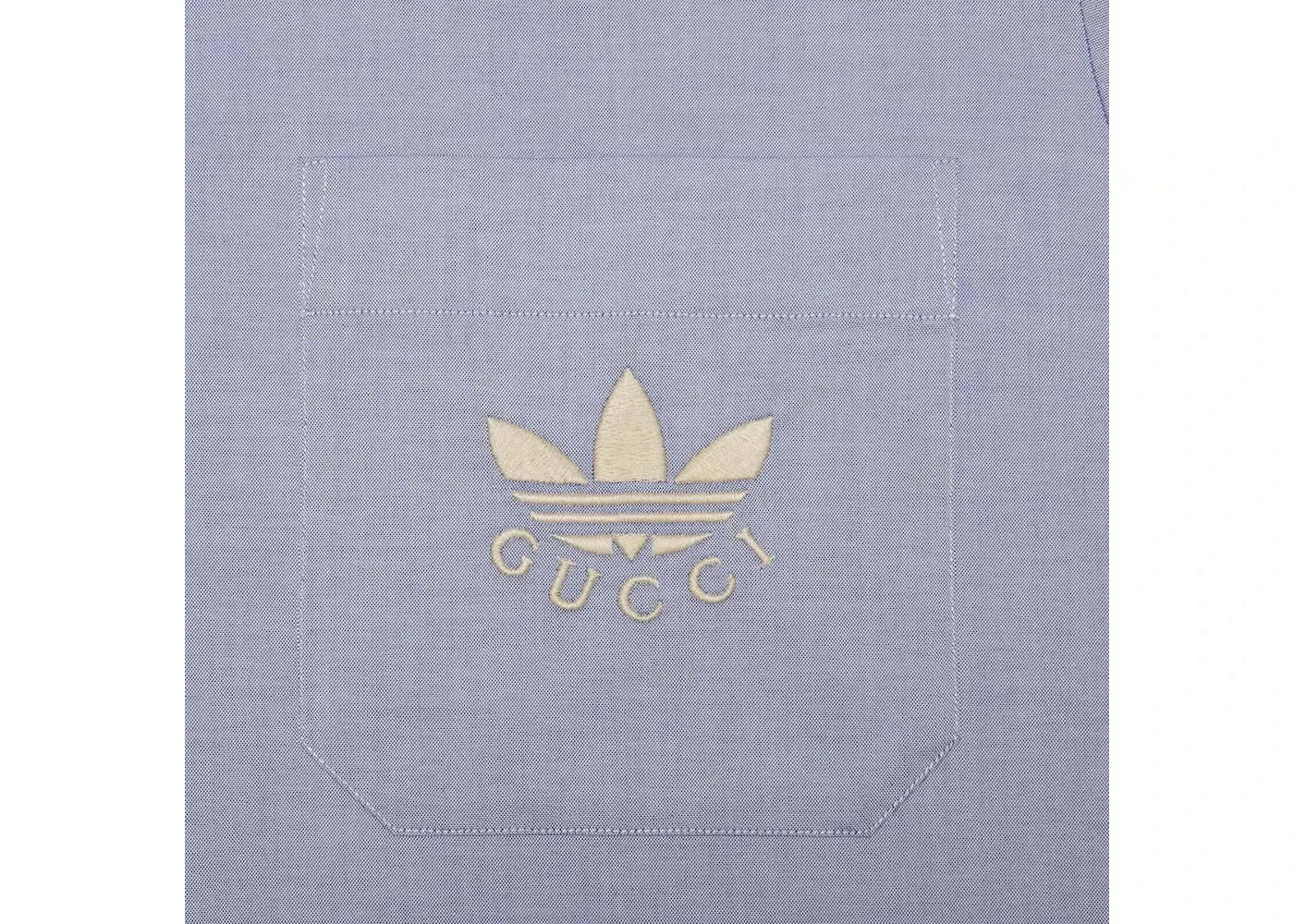 Мужская рубашка хлопковая Gucci x Adidas Oxford Cotton Shirt Gucci, Light Blue — фото 2