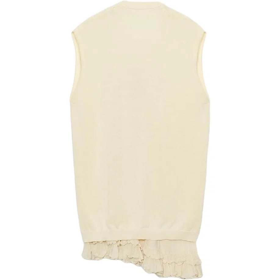 Женская майка без рукавов с V-образным вырезом, ZARA, Raw White — фото 3