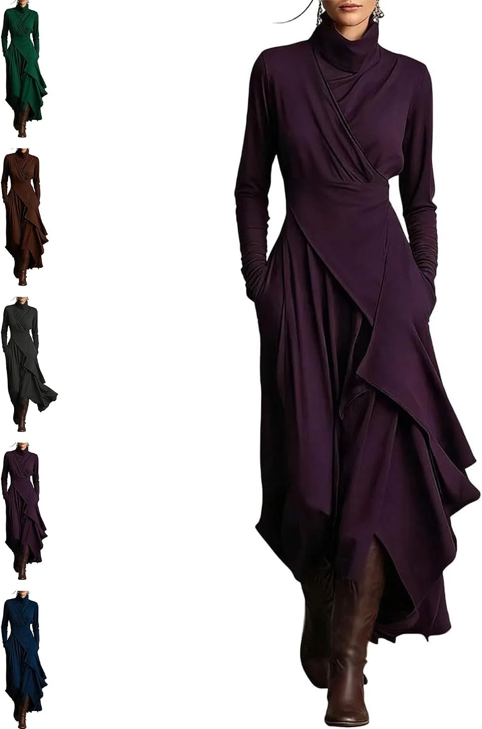 Женское элегантное платье макси с асимметричным подолом, Purple
