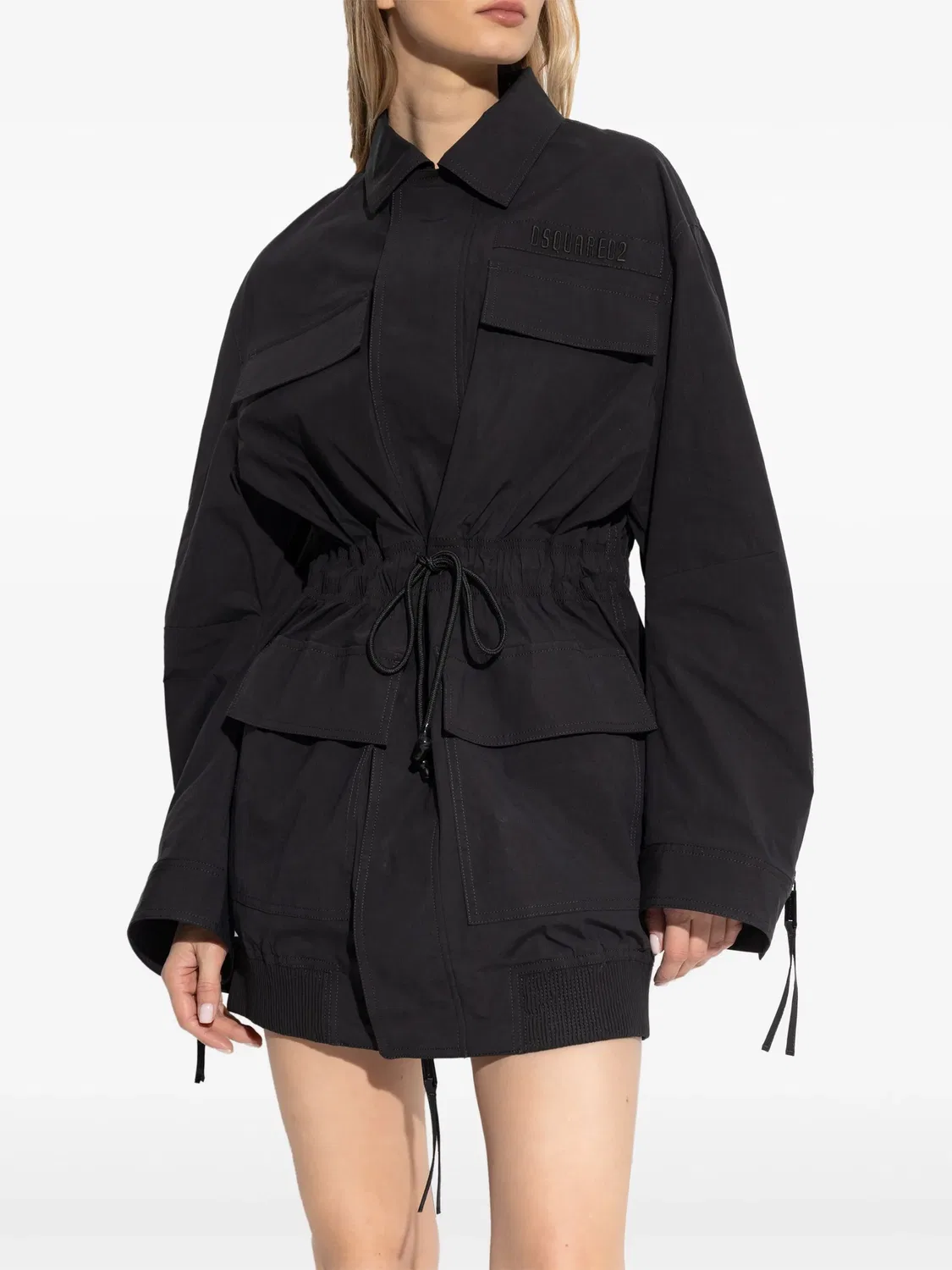DSQUARED2 Черное тренч-пальто из хлопка — фото 4