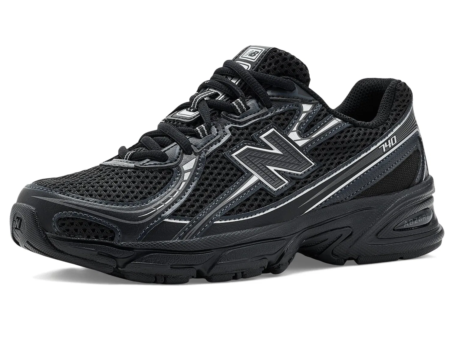Кроссовки 740 Lace (для маленьких и больших детей) New Balance Kids, Black/Silver Metallic — фото 2