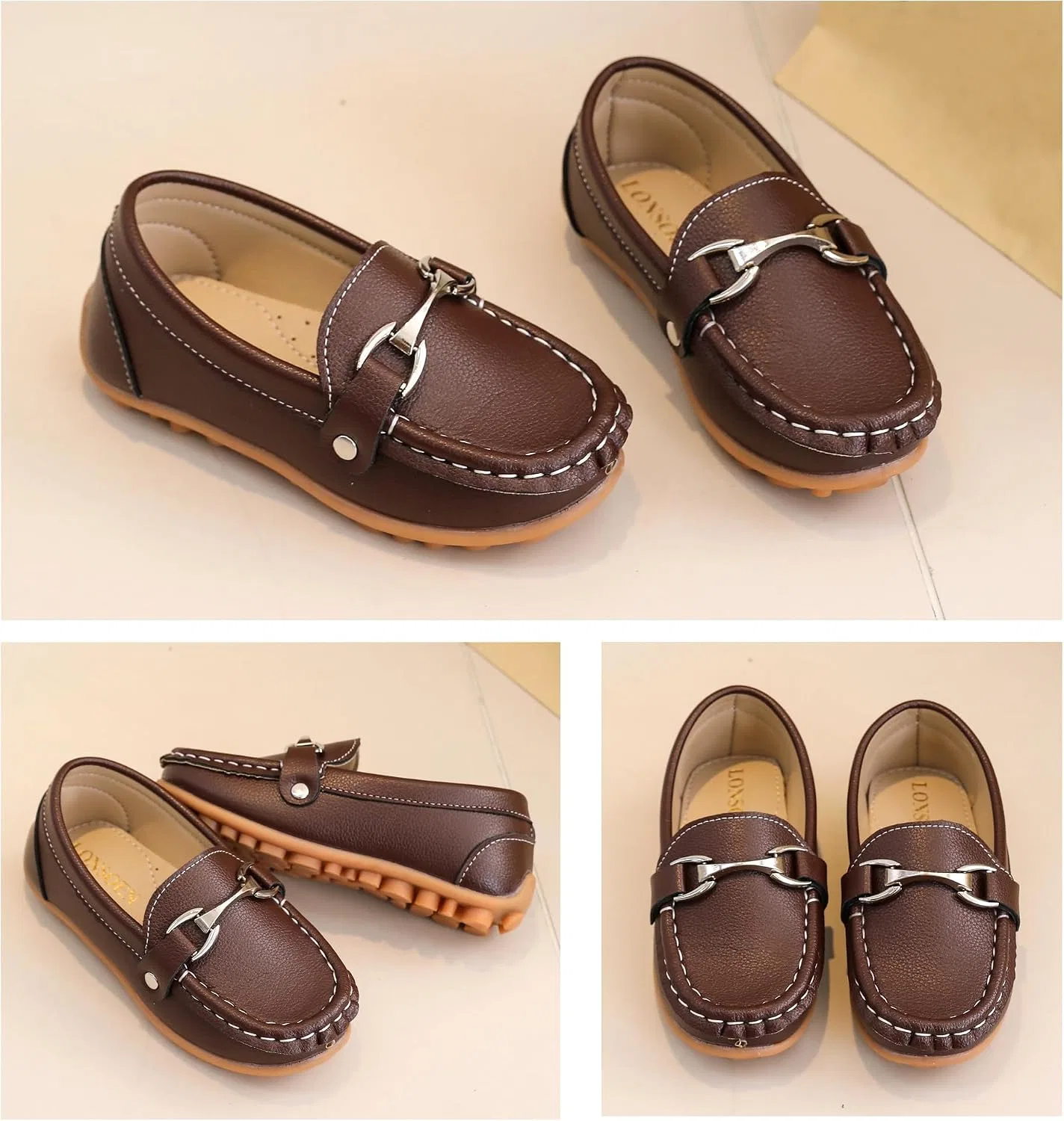 Детские мокасины для мальчиков с TPR-подошвой Femizee, Dark Brown — фото 4