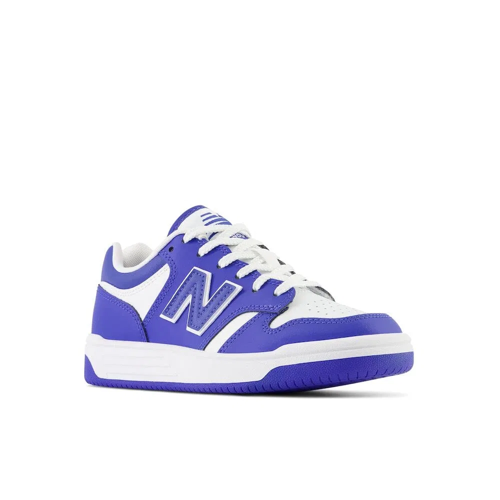 Детские кроссовки для мальчиков кожаные 480 V1 Lace-up New Balance, Blue — фото 4