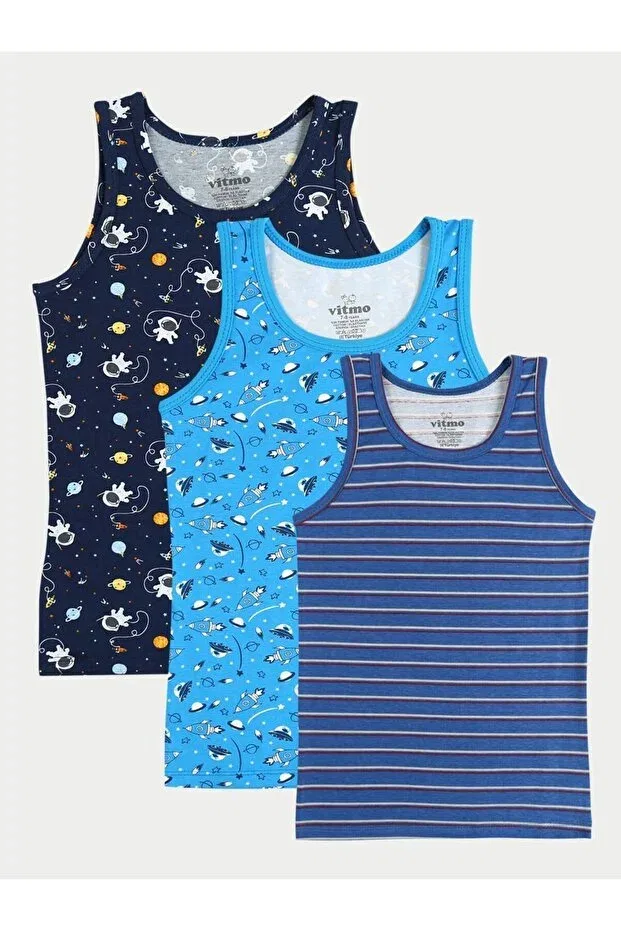 Детский комплект маек для мальчиков хлопковый Space Mixed Tank Top Set Vitmo, Mixed