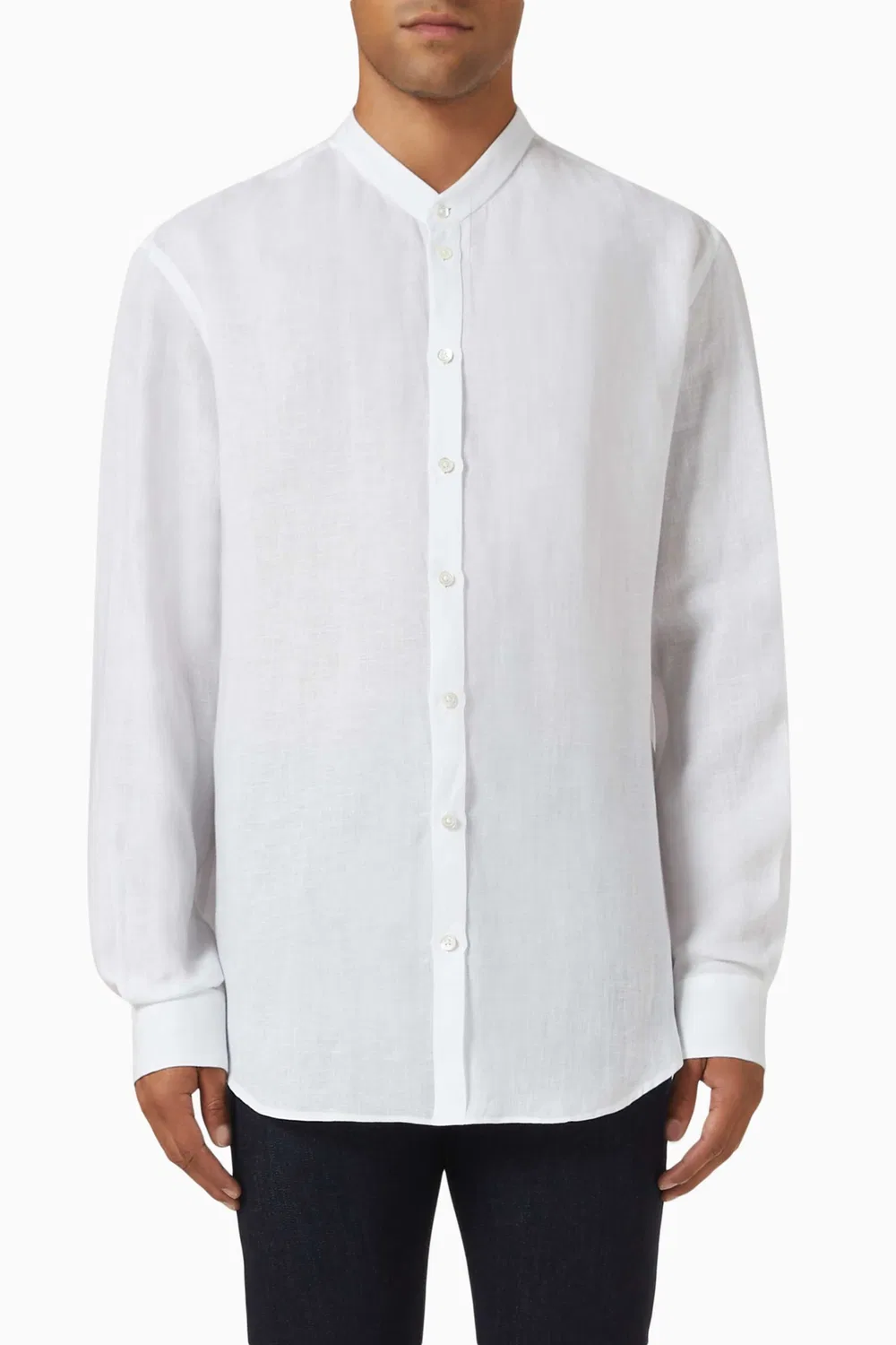 Рубашка льняная Guru Collar Emporio Armani, белый