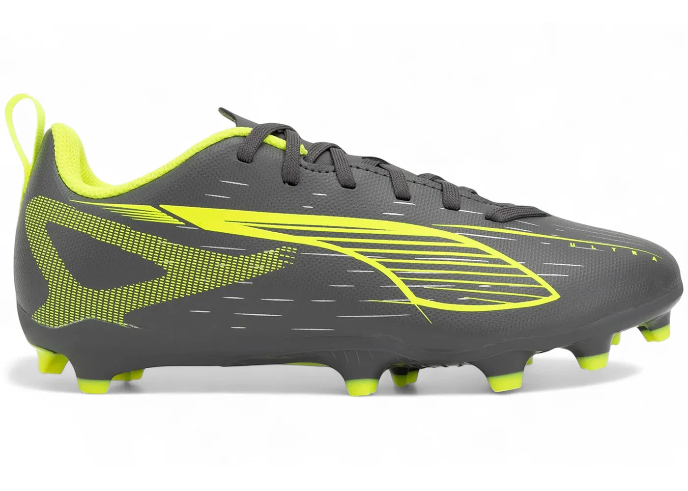 Детские бутсы Puma Ultra 5 Play FG/AG Jr, Matte Aged Silver Yellow Alert Puma Aged Silver