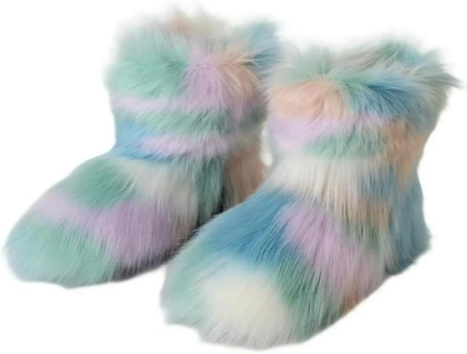 Детские зимние сапоги для девочек с искусственным мехом Urmycos, Lightblue Green Purple