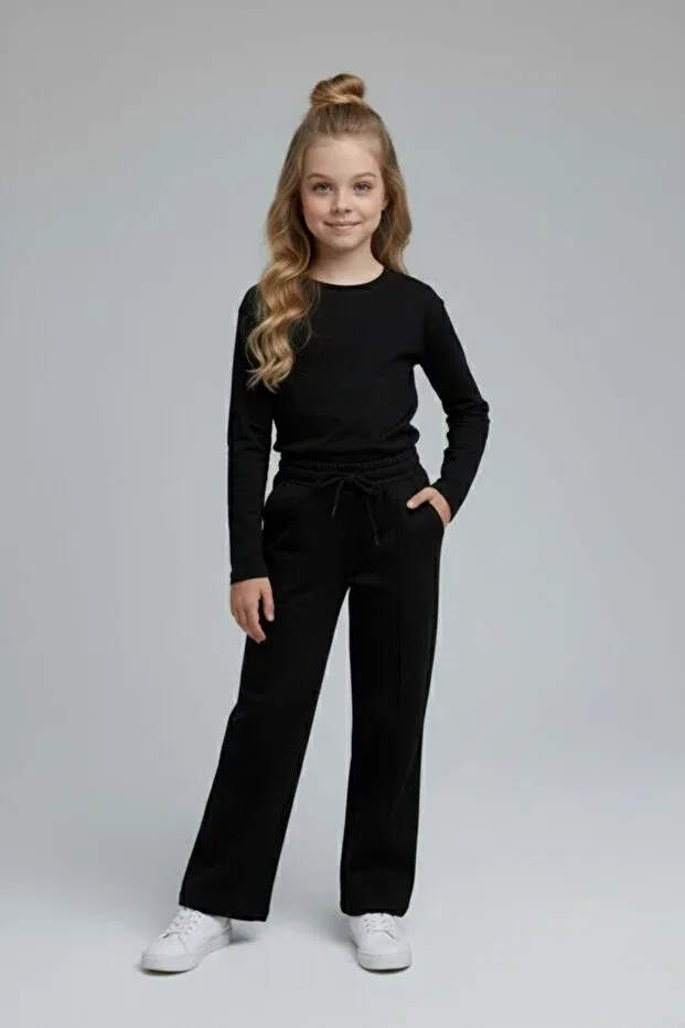 Детские спортивные штаны для девочек прямого кроя Armicem, Black-Black