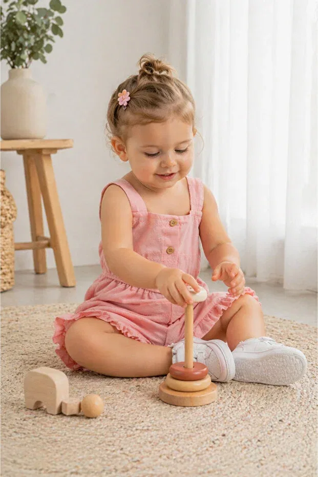 Детский комбинезон для девочек льняной Harika Kids, Pink — фото 2