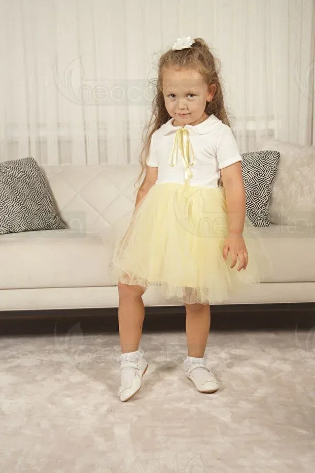 Детское платье для девочек с воротником Neocotton, Short-Yellow