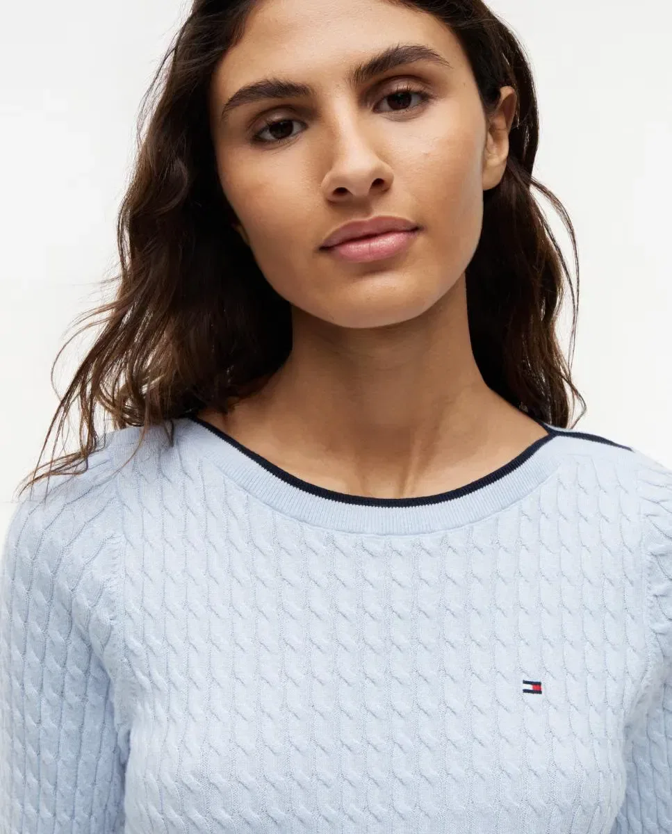 Женский джемпер с рукавом 3/4 и круглым вырезом Tommy Hilfiger, Azul Claro — фото 3