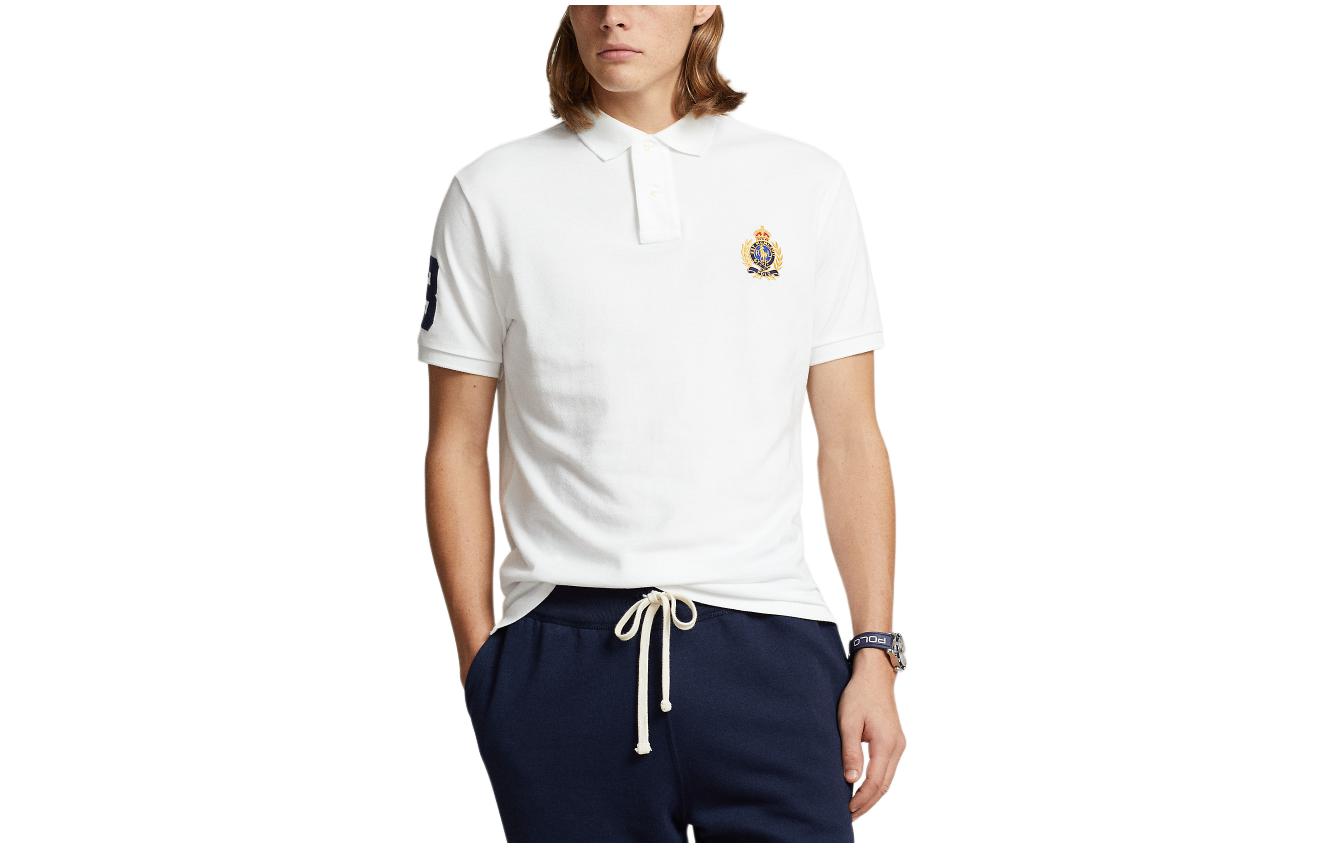 Тройная пони вышитая хлопковая поло Polo Ralph Lauren, белый — фото 2