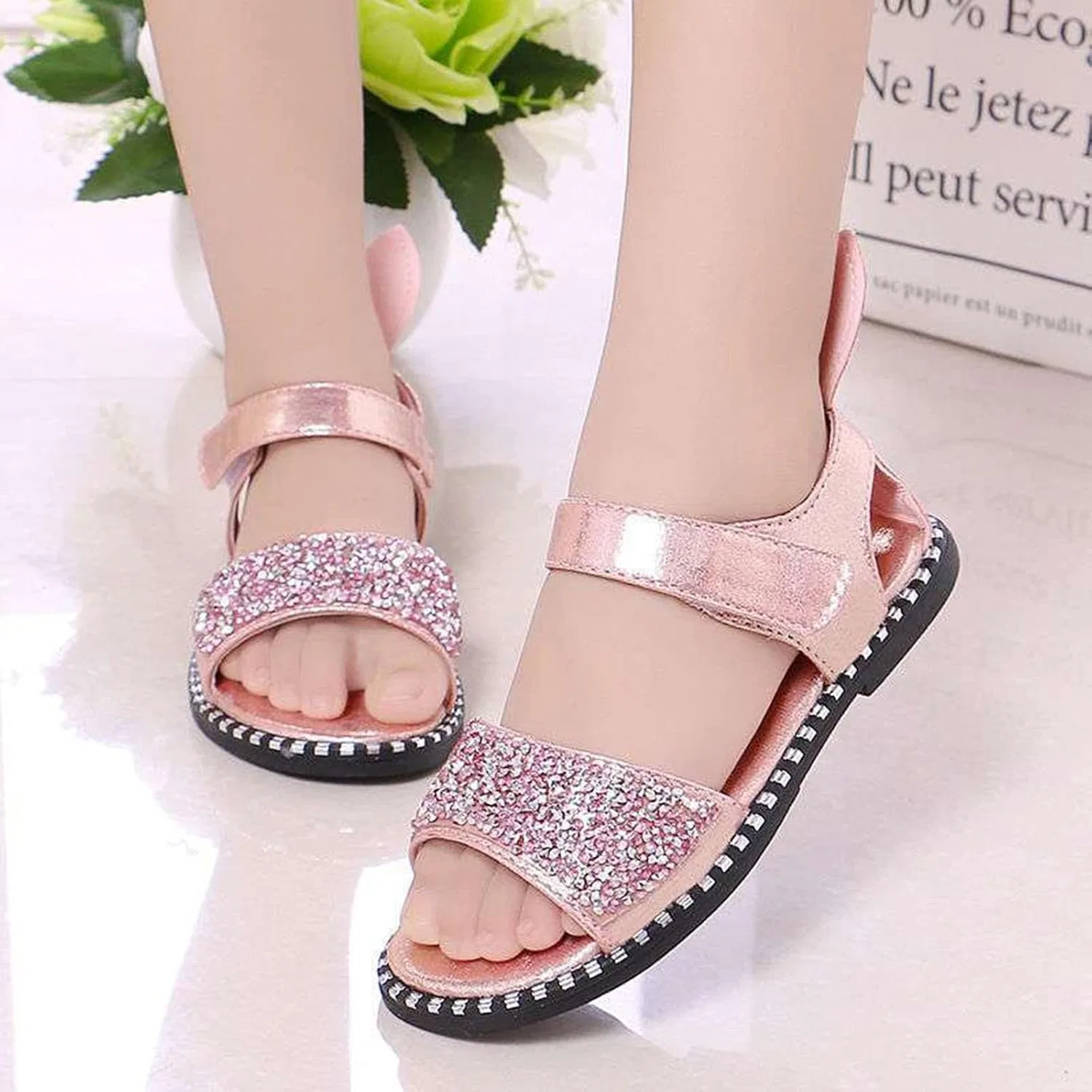 Детские балетки для девочек без застежки Scuff Slippers, Pink — фото 4
