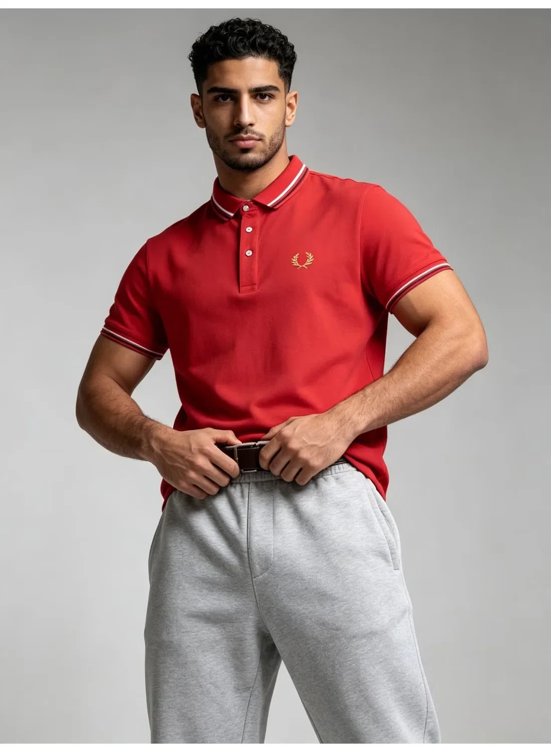 Поло с контрастными полосками Fred Perry, красный — фото 3