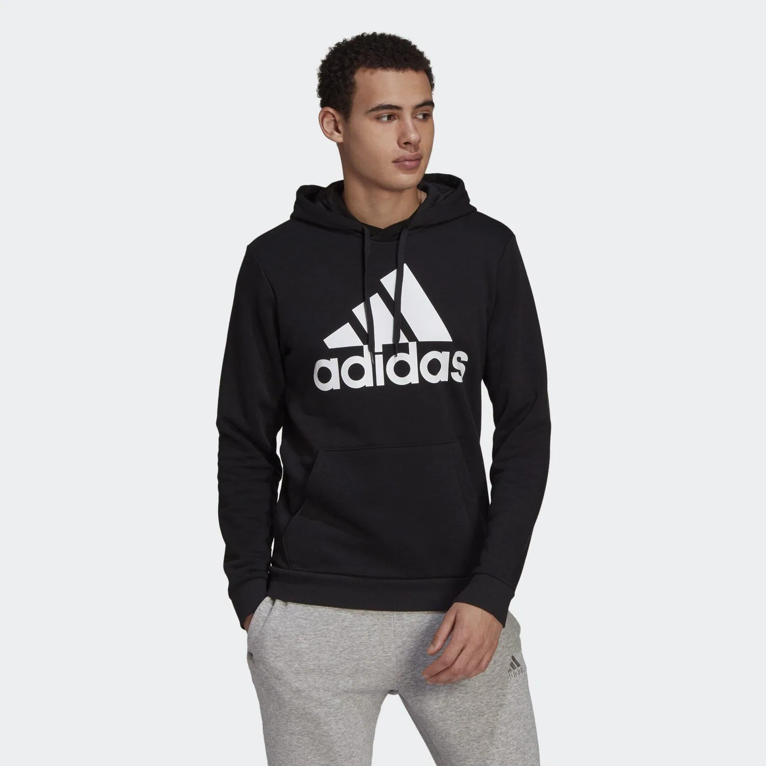 Мужское худи с принтом Essentials Fleece Big Logo Adidas, Schwarz Weiss