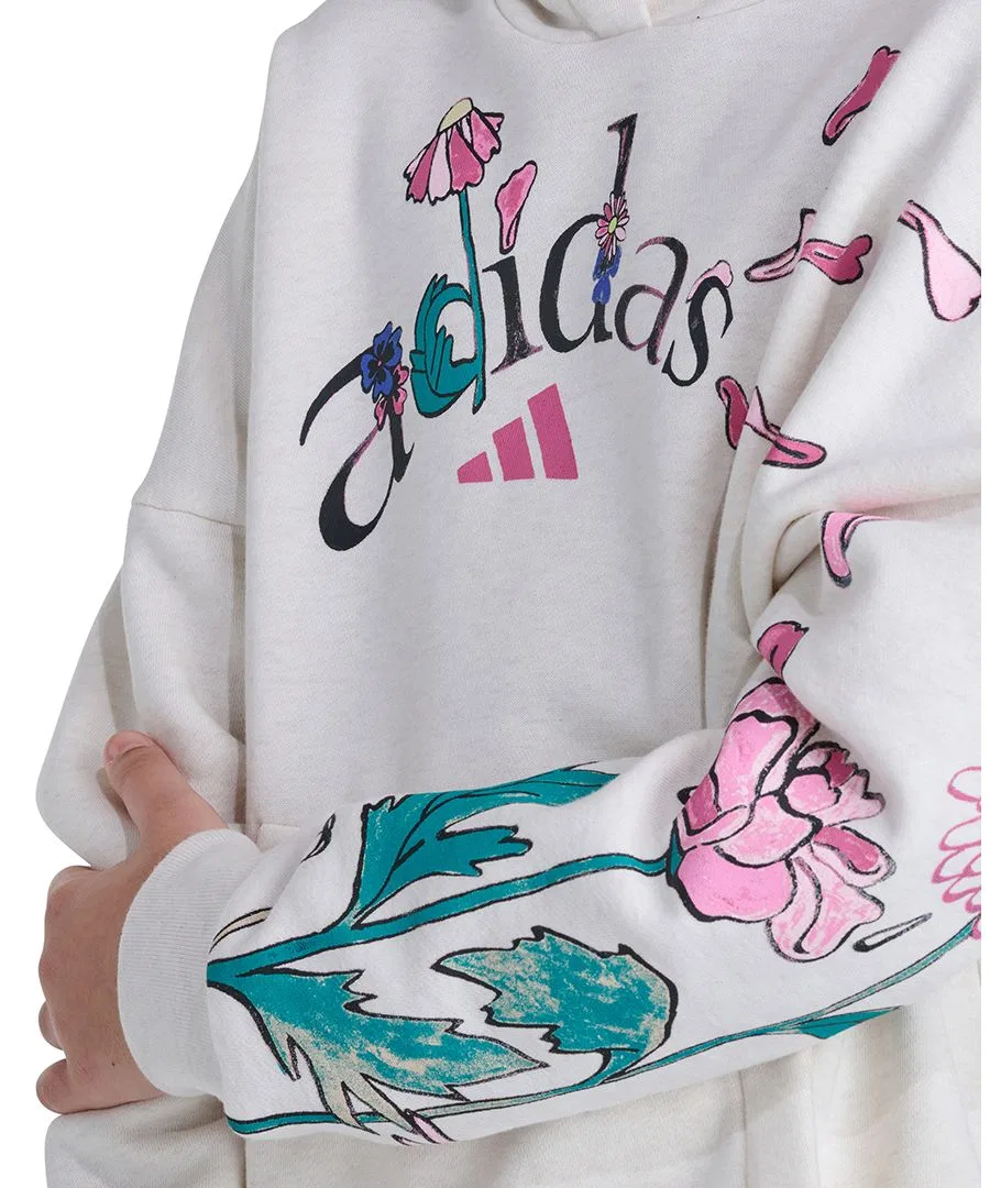 Худи с длинным рукавом и принтом, Girls' 8-16 Long-Sleeve Graphic Fleece Hooded Sweatshirt adidas, Oatmeal Heather — фото 4
