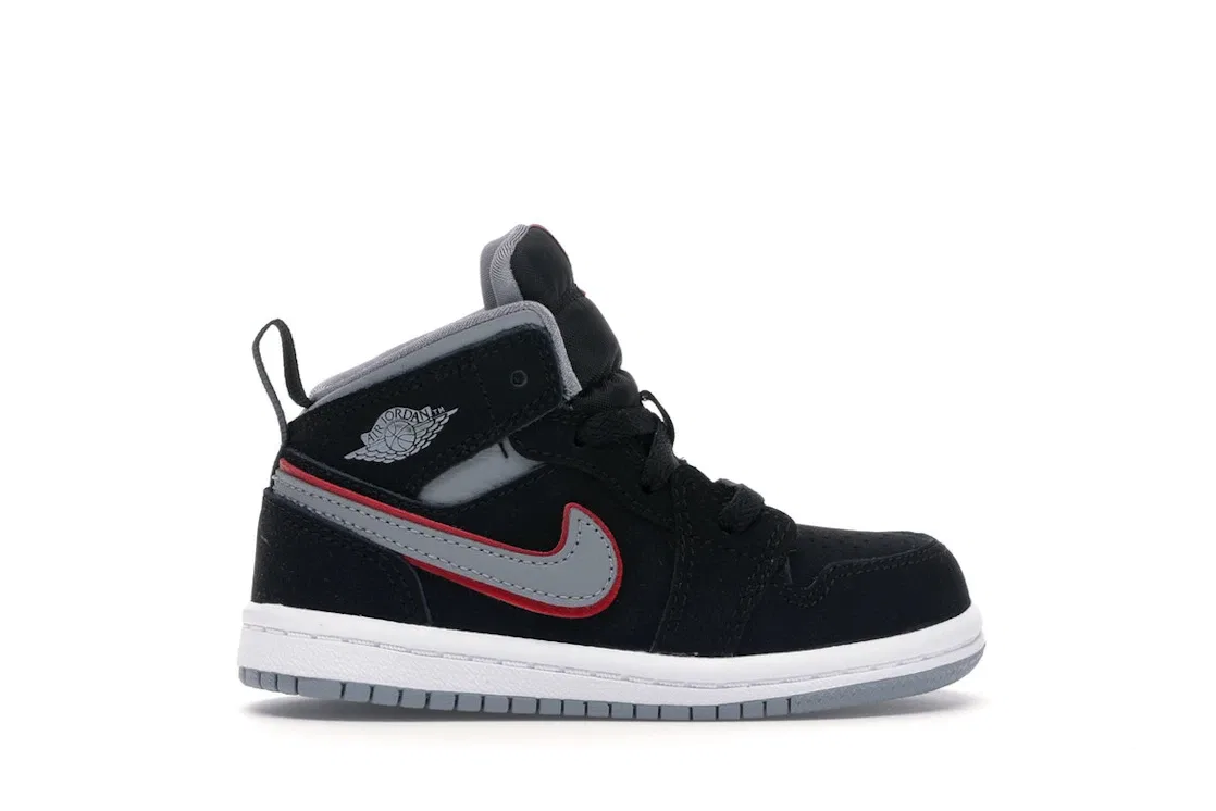 Детские кроссовки Lifestyle с принтом Jordan 1 Mid Jordan, Black/Particle Grey-White-Gym Red