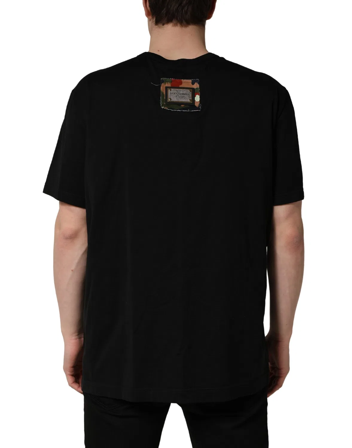 Мужская футболка с принтом Camouflage Graphic Cotton Crewneck T-shirt Dolce & Gabbana, Black — фото 2