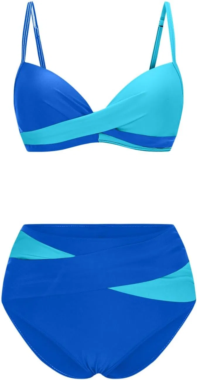 Женский бикини-комплект с высокой талией Tummy Control, Light Blue — фото 3