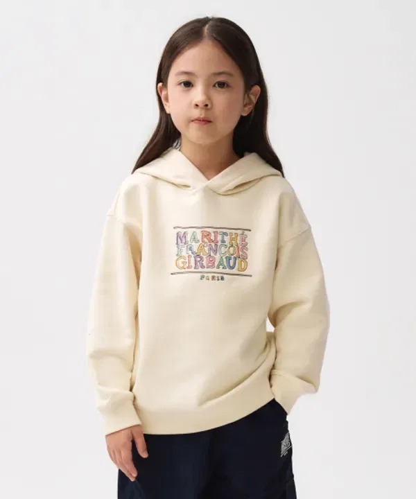 Худи с капюшоном Kids doodle classic logo, Marithé Kids, светло-желтый