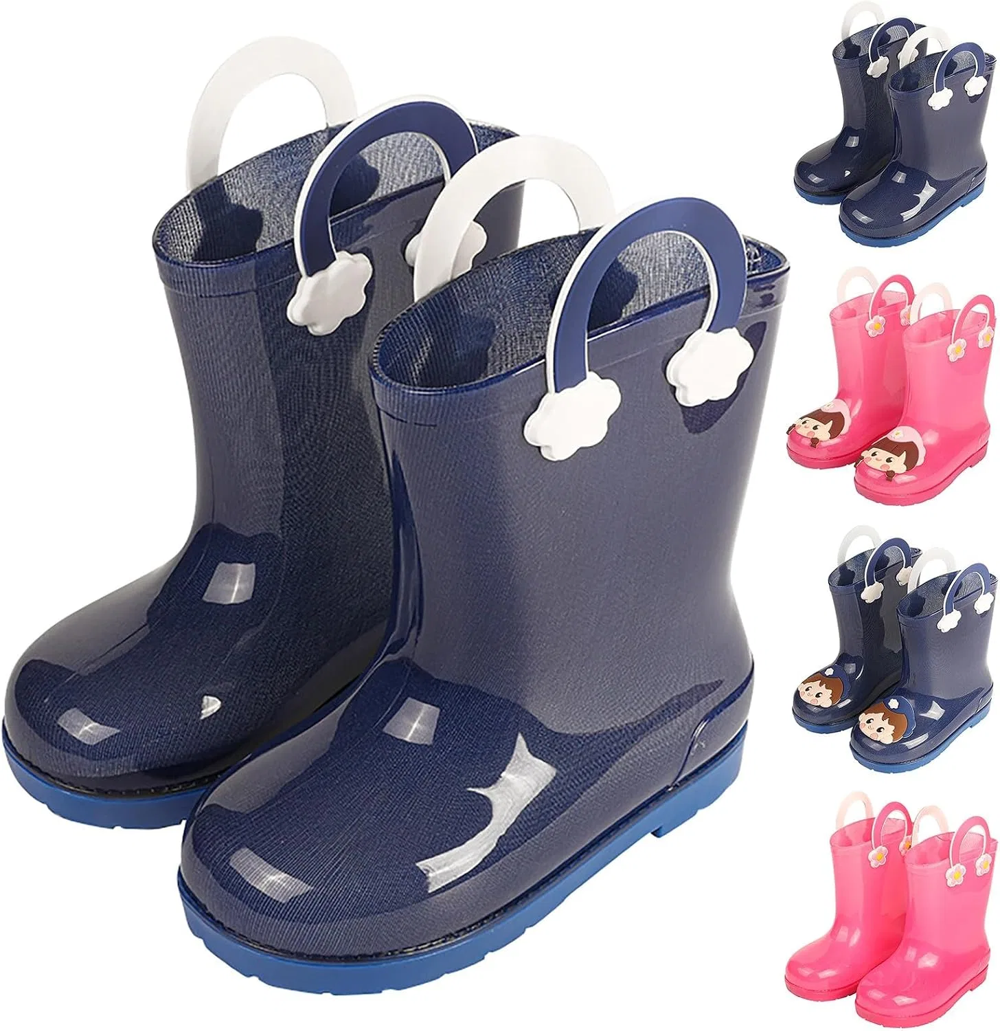 Детские сапоги дождевые с принтом Mud Rain Boots, Blue — фото 3
