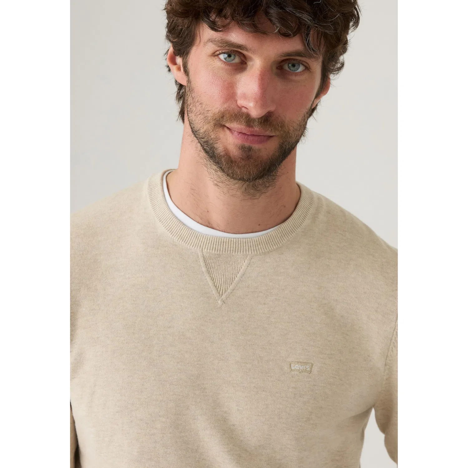 Мужской джемпер с круглым вырезом Lightweight HM Sweater Levi's, White Peppercorn — фото 4
