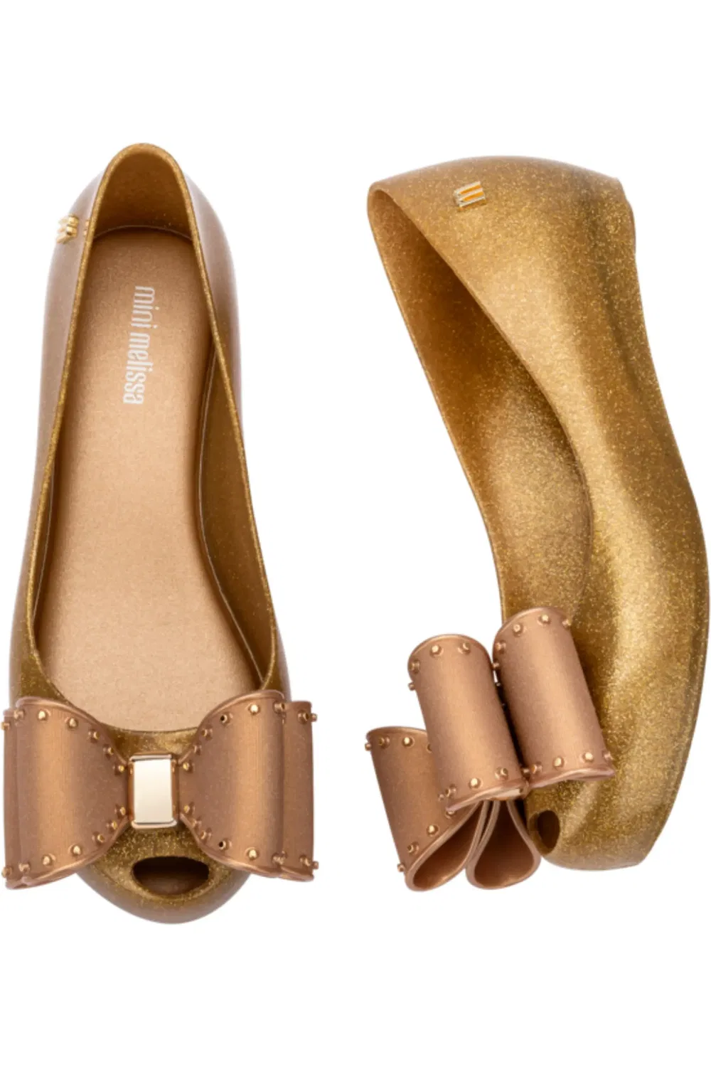 Детские балетки с бантиками из ароматного ПВХ Ultragirl Classic Flat Mini Melissa, Pearly Beige — фото 3