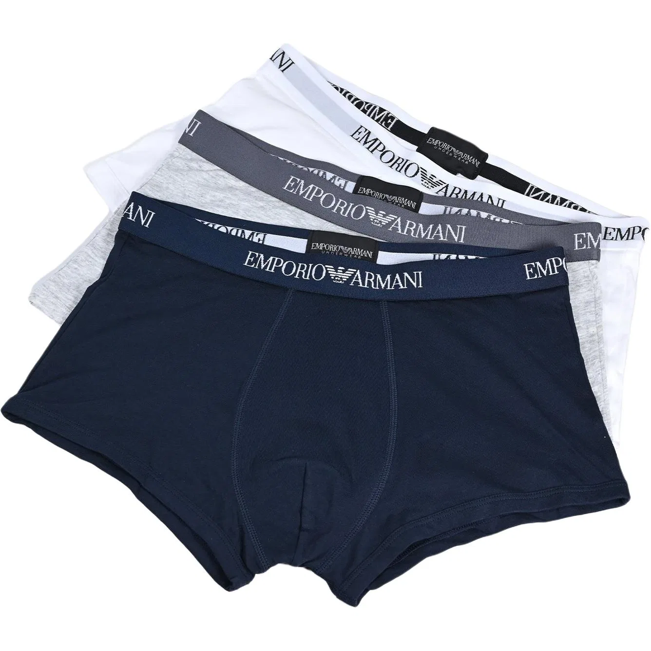 Мужские боксеры хлопковые, комплект из 3 штук, Emporio Armani, Navy Blue/Gray/White