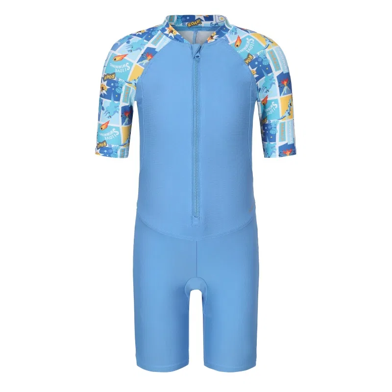 Детский купальник для девочек с принтом Forget Me Not Grass Blue/White DECATHLON, Forget-Me-Not Grass Blue/White