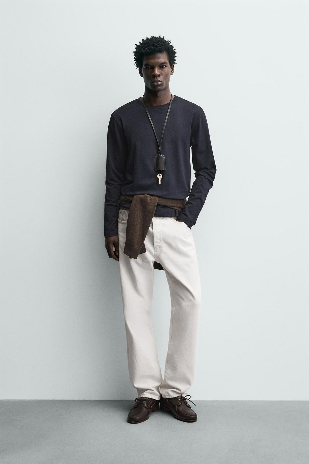 Футболка Zara Basic Slim Fit, темно-синий — фото 3