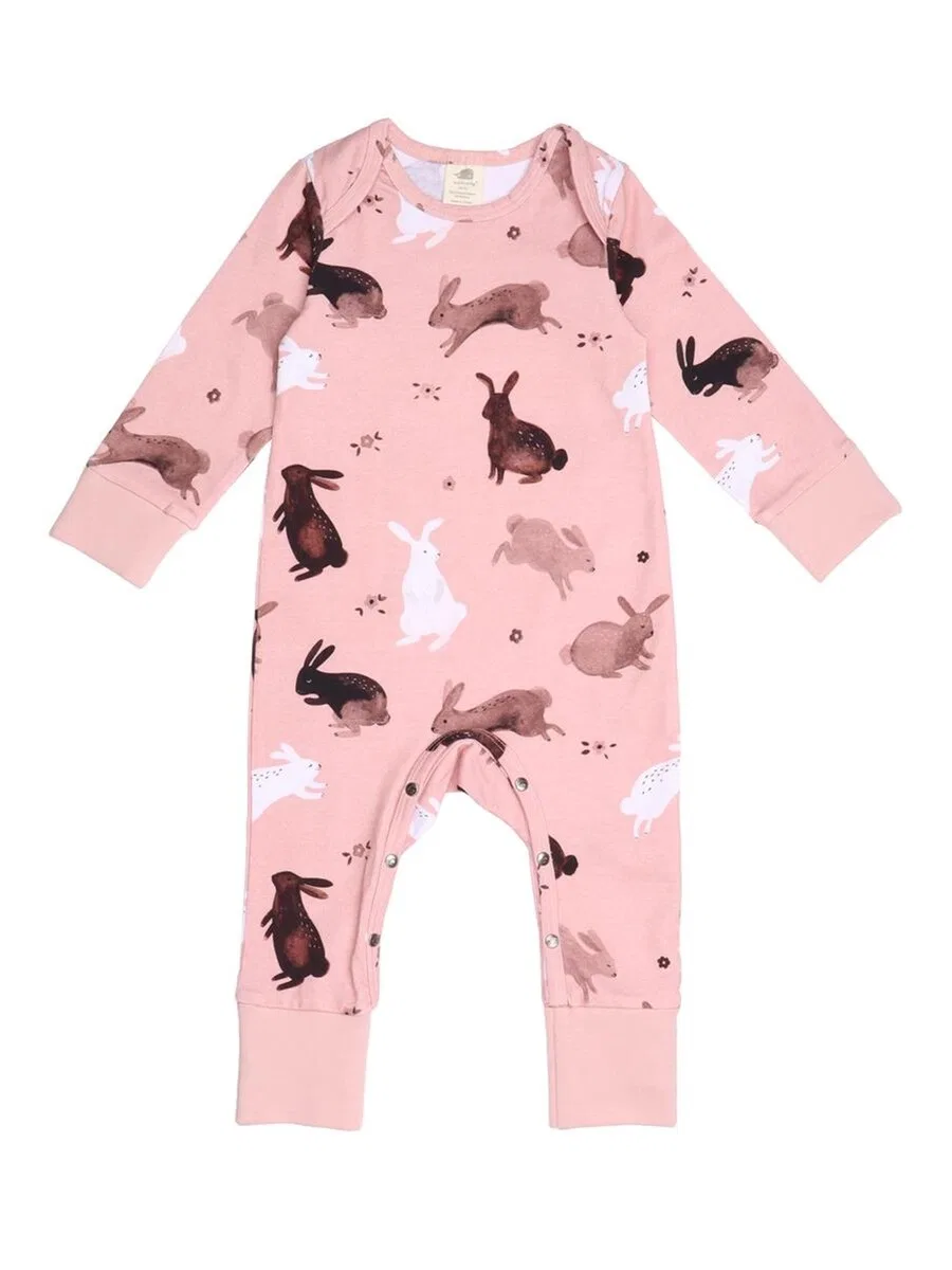 Комбинезон/боди Walkiddy 'Walkiddy - Happy Rabbits Romper' в розовом цвете
