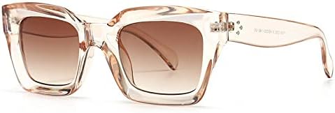 

Модные солнцезащитные очки «кошачий глаз» для женщин, ретро-квадратные, сине-фиолетовые, женские солнцезащитные очки с защитой от УФ-излучения UV400 для мужчин MTZJH, Champagne Tea