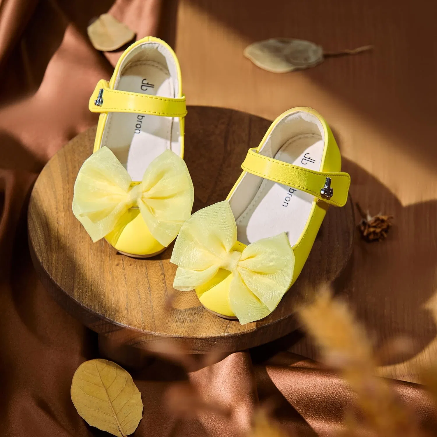 Детские балетки для девочек с бантом Mary Jane THEE BRON, Aurora Yellow — фото 4