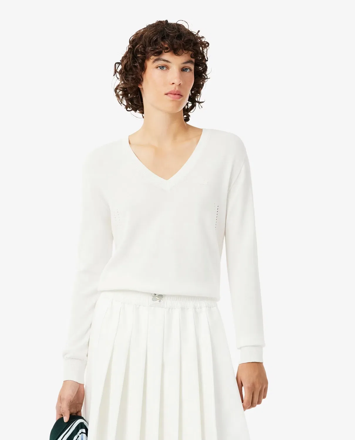Джемпер Lacoste Blanco V-образный из рибаны