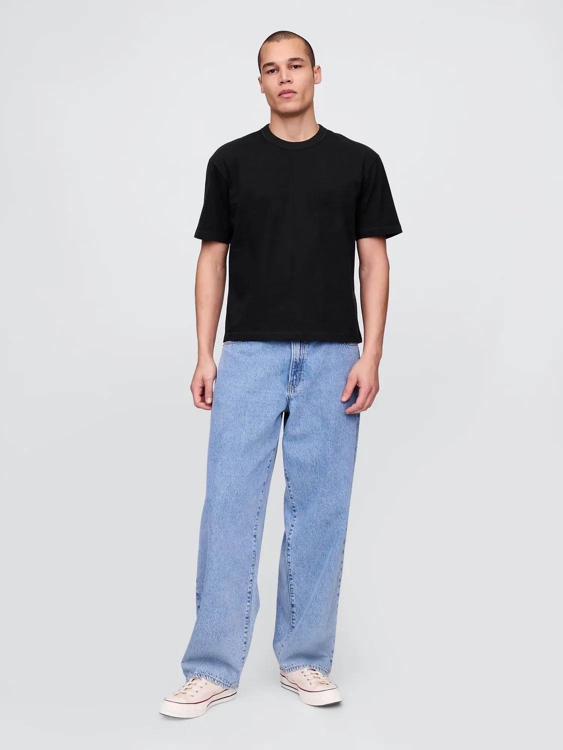 Футболка свободного кроя Gap Heavyweight Boxy, черный — фото 3