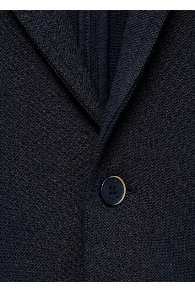 Детский блейзер для девочек с принтом Tricot Blazer With Pockets Mango Kids, Navy Blue — фото 3