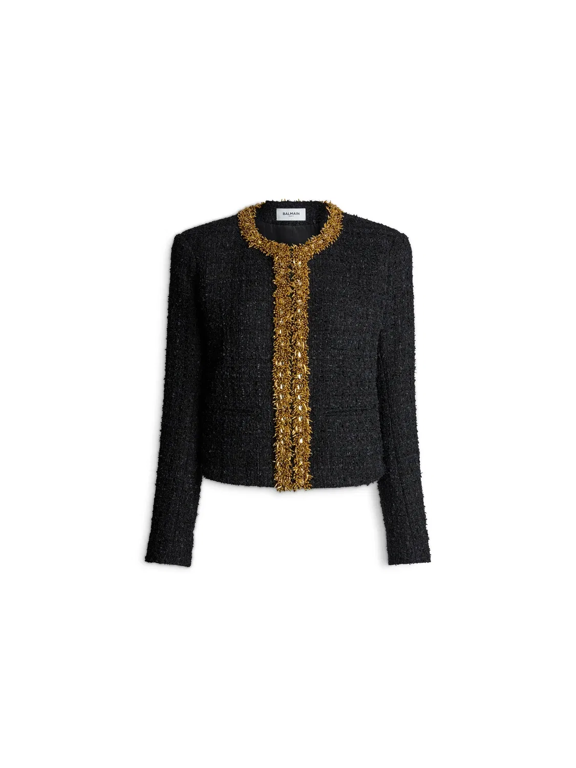 Твидовая куртка с вышивкой BALMAIN, черный