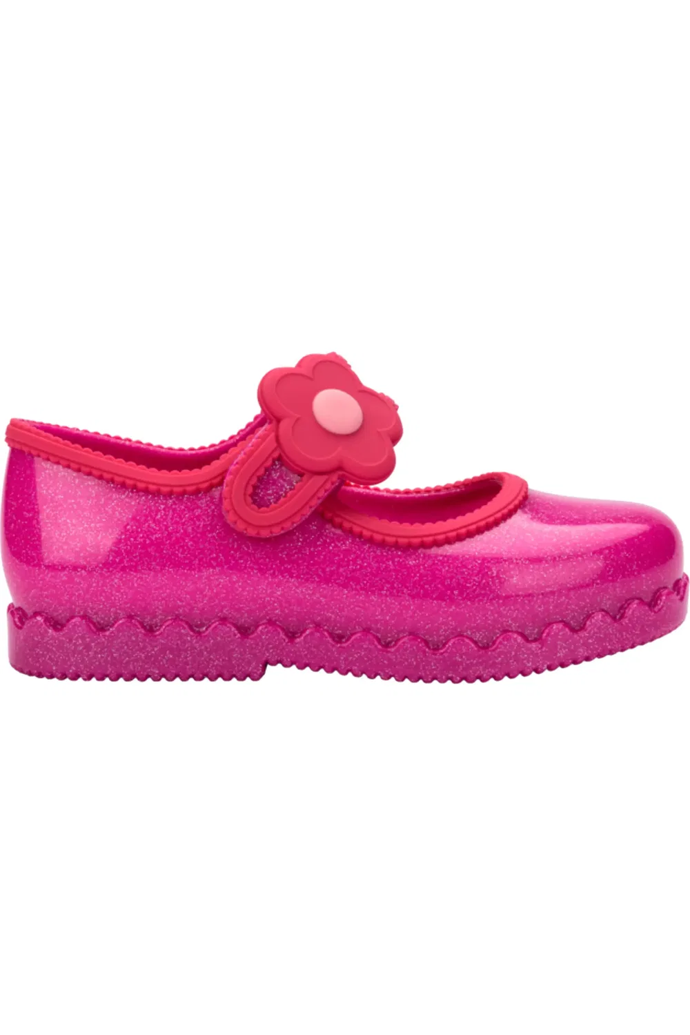 Детские балетки на регулируемом ремешке Jelly Hip Ballerina Mini Melissa, Glitter Pink — фото 2