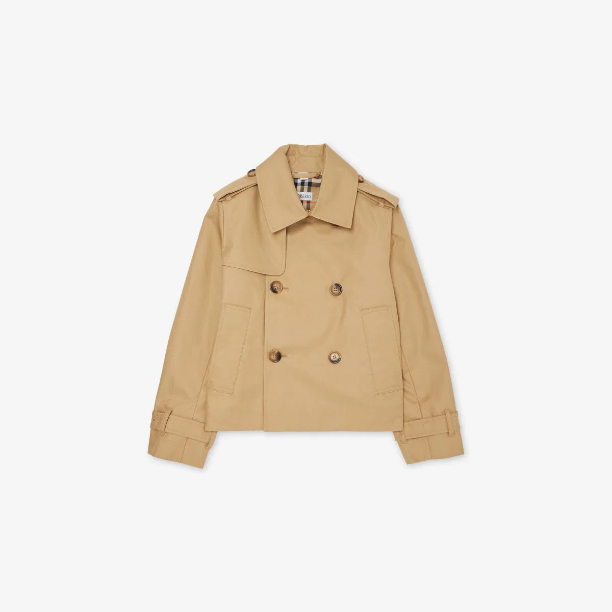Двубортная хлопковая куртка Rosie, 4-14 лет Burberry, песочный