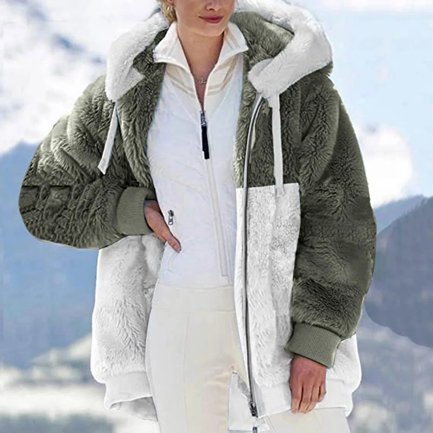 Женская флисовая куртка с принтом медвежонка, oversize, Ag9 — фото 2